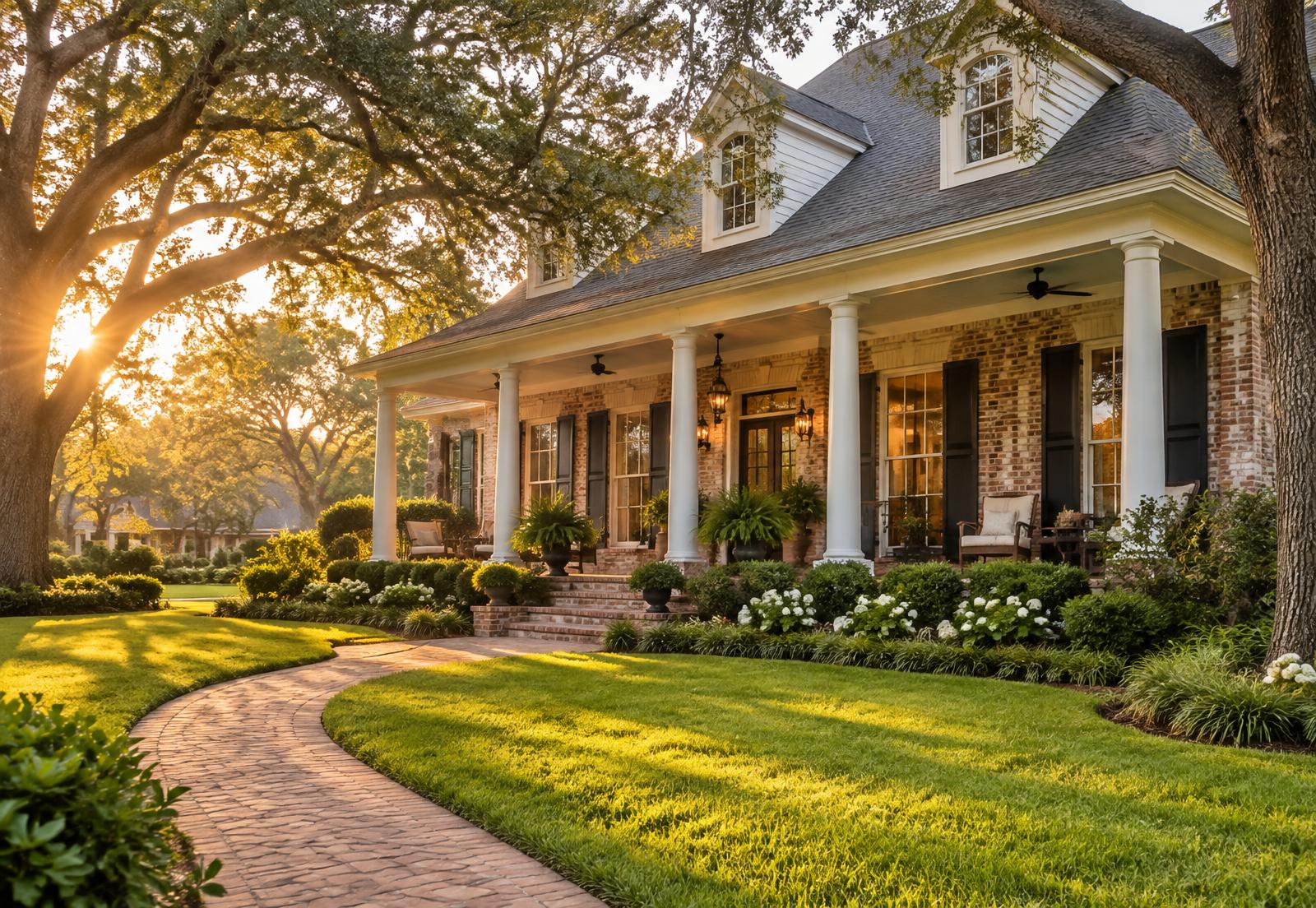 Southern family home at golden hour